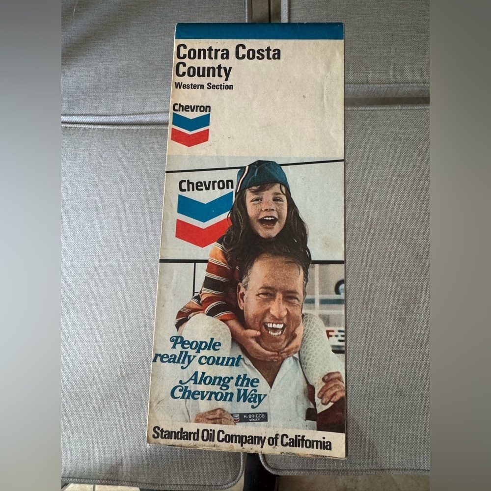 Vintage Chevron Contra Costa‎ County Map Poster Gas Station Advertising